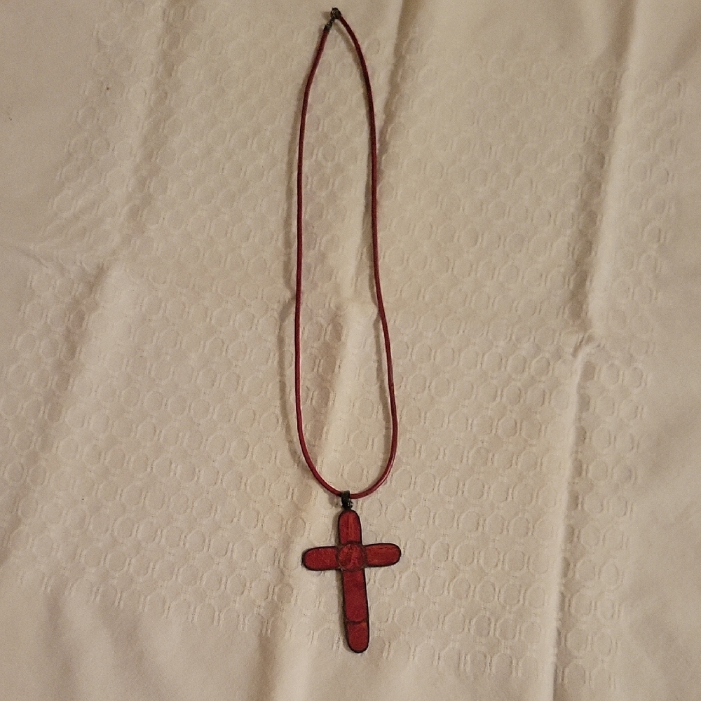 Red Cross Pendant Necklace